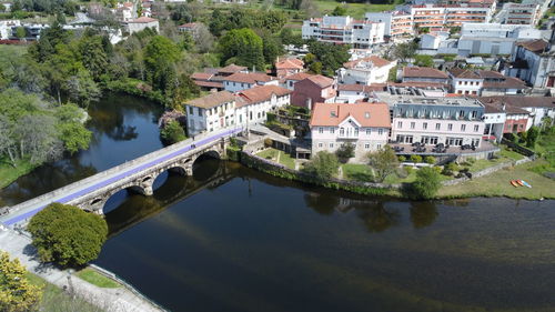 Using drone. old bridge, arcos de valdevez, portugal