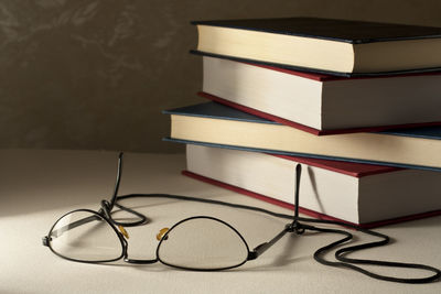 Close-up of books on table