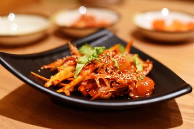 High angle view of meal served in plate