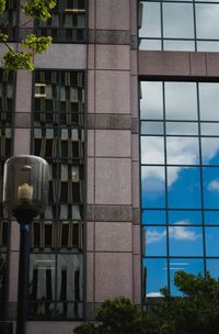 Buildings seen through glass window