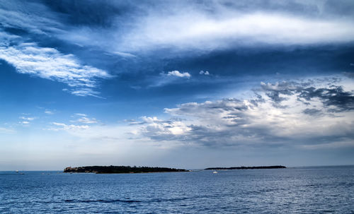 Scenic view of sea against cloudy sky