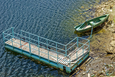 High angle view of swimming pool by sea