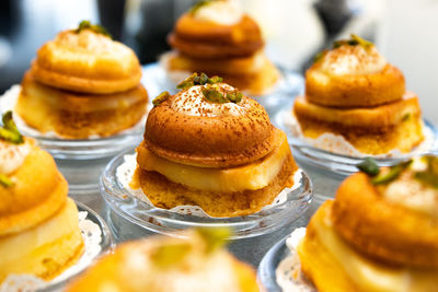 Close-up of cake in plate on table