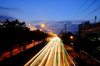 Light trails on street at night