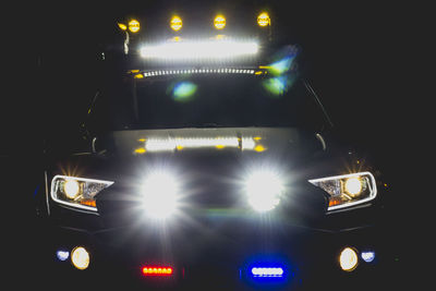 View of illuminated lights in car