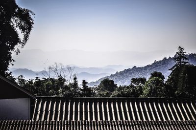 Scenic view of mountains against clear sky