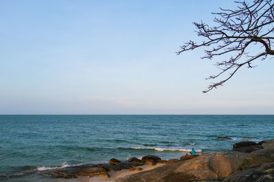 Scenic view of sea against clear sky