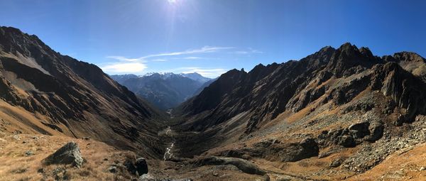 Panoramic view of mountains against sky