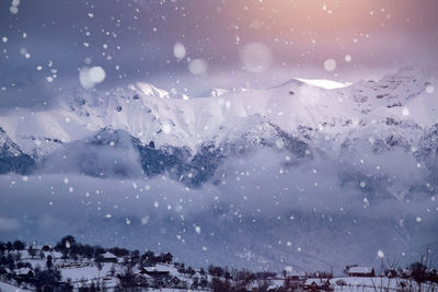 Scenic view of snowcapped mountains