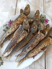High angle view of meal served on table