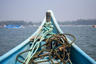 Amazing view from over long tail motor boat in arabian sea in goa, india,ocean view from wooden boat