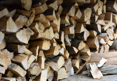 Full frame shot of logs in forest