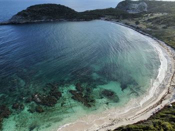 High angle view of sea against sky