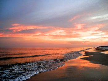 View of calm sea at sunset