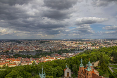 High angle view of townscape against sky