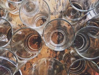 Full frame shot of glasses on table