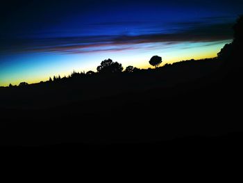 Silhouette landscape against sky during sunset