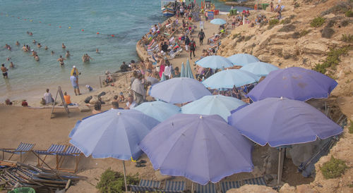 High angle view of people on beach