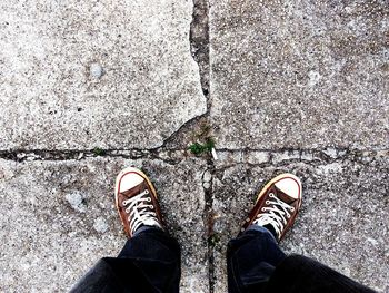 Low section of man standing on floor