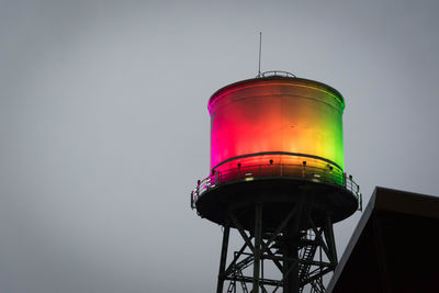 Low angle view of water tower against sky
