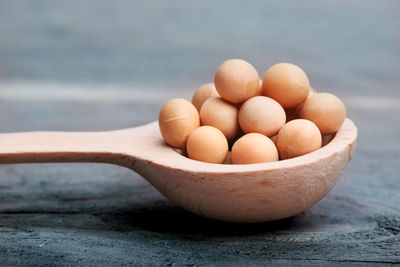 Close-up of eggs in bowl on table