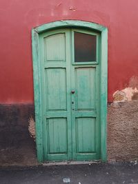 Closed door of old building