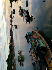 High angle view of boats in sea