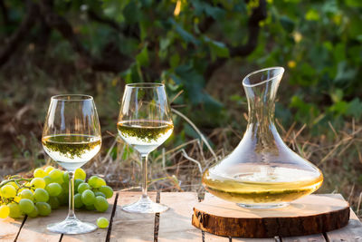 Close-up of wineglass on table