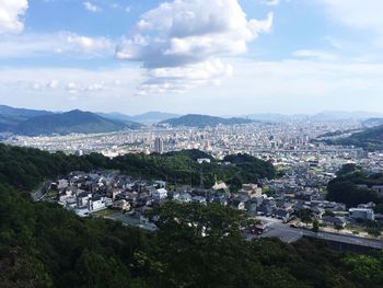 High angle view of cityscape against sky