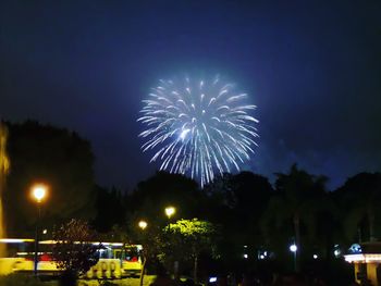 Low angle view of firework display