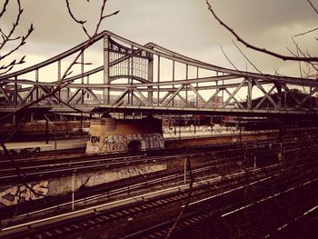 Railroad bridge against sky