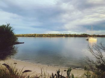 Scenic view of lake against sky