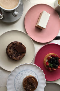High angle view of breakfast on table