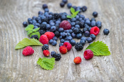 Close-up of strawberries on table
