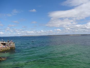 Scenic view of sea against cloudy sky