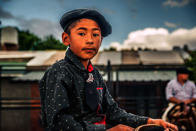 Close-up portrait of boy outdoors