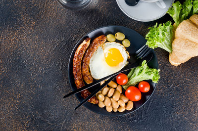 High angle view of food on table