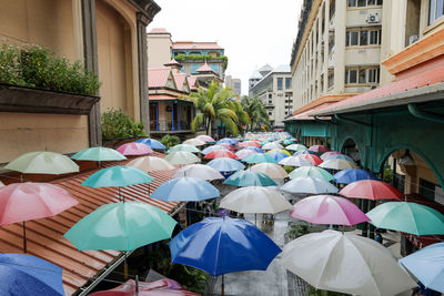 Umbrellas in city