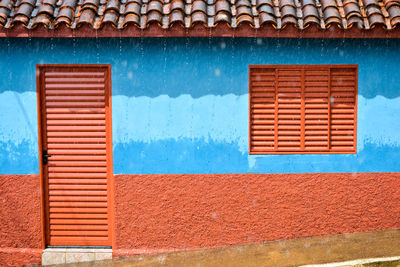 Closed door of building