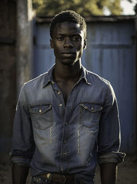 Portrait of young man standing outdoors