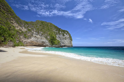 Scenic view of beach against sky