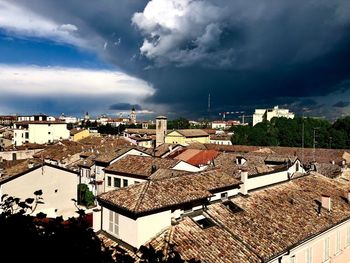 High angle view of townscape against sky