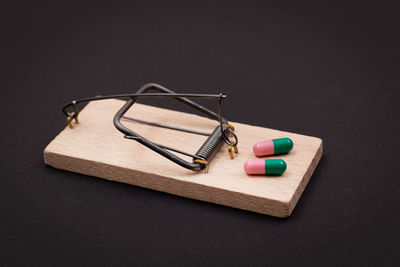 High angle view of books on table