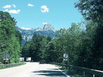 Empty road with trees in background