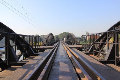 Railway bridge against clear sky