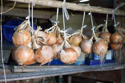 Pumpkins for sale at market stall