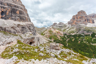 Scenic view of rocky mountains against sky