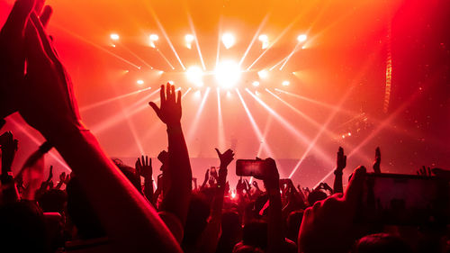 People enjoying music concert at night