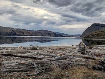 Scenic view of lake against sky