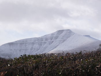 Scenic view of snowcapped field against sky